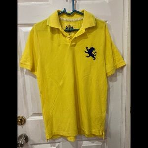 Express men’s yellow and blue polo shirt size m .